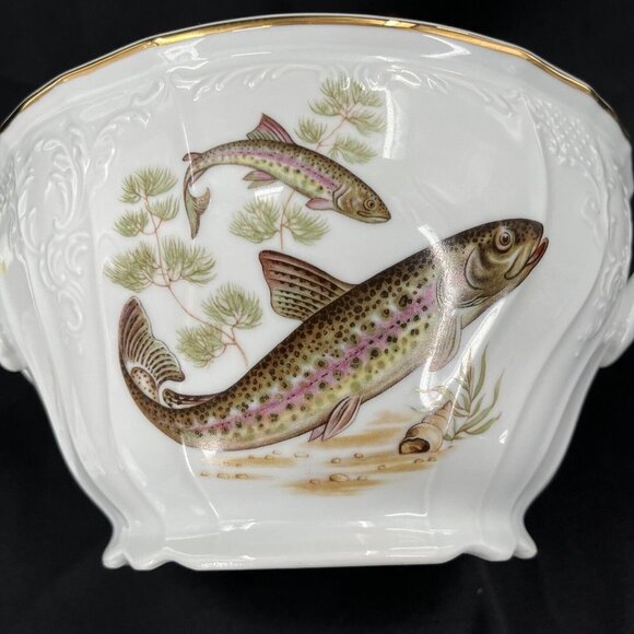 Bernadotte Covered Soup Tureen Wildlife Czech Republic Trout NO LADLE - Picture 13 of 16